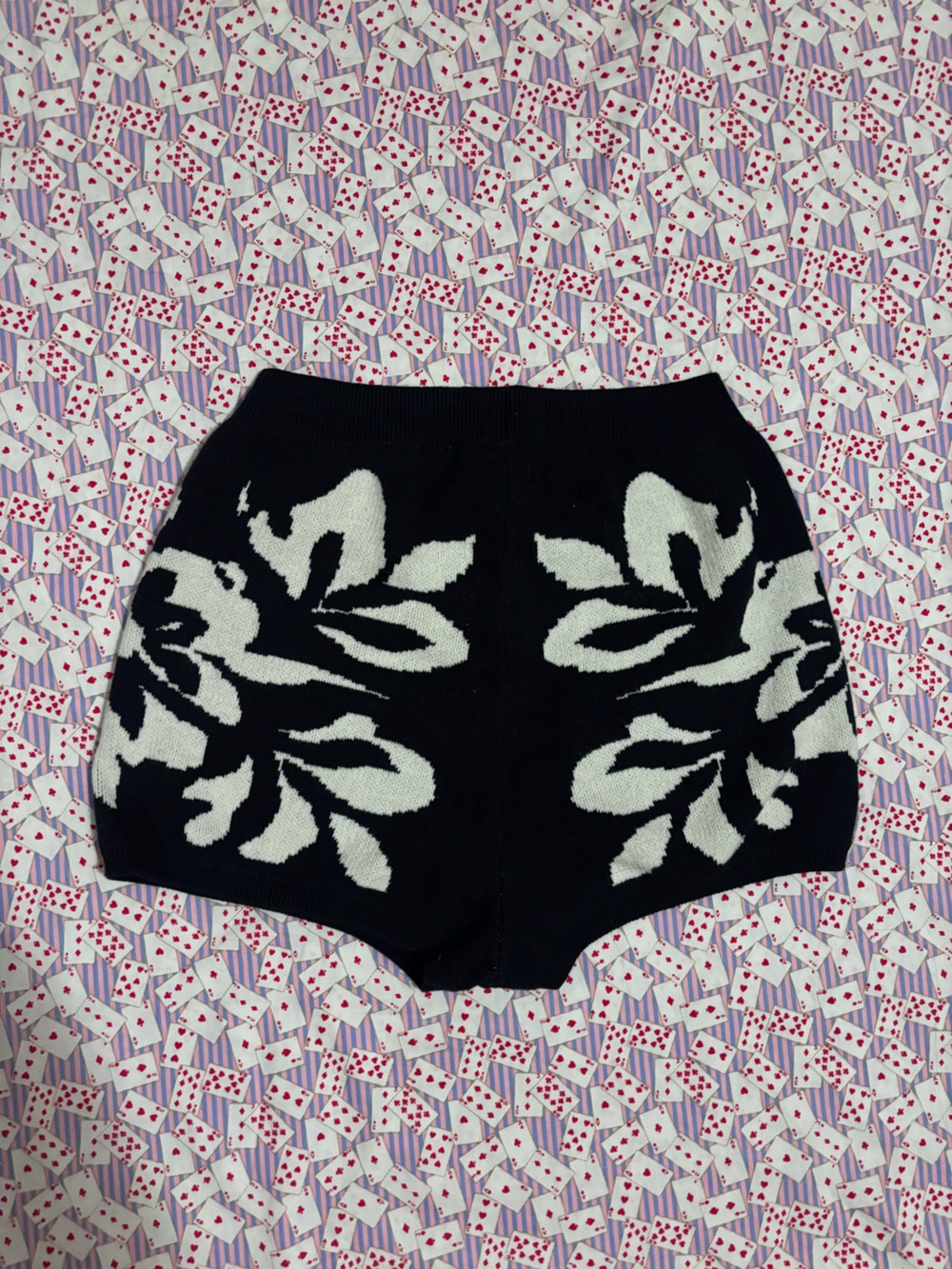 Free People Black High-Waist Floral Knit Shorts - Picture 2 of 3